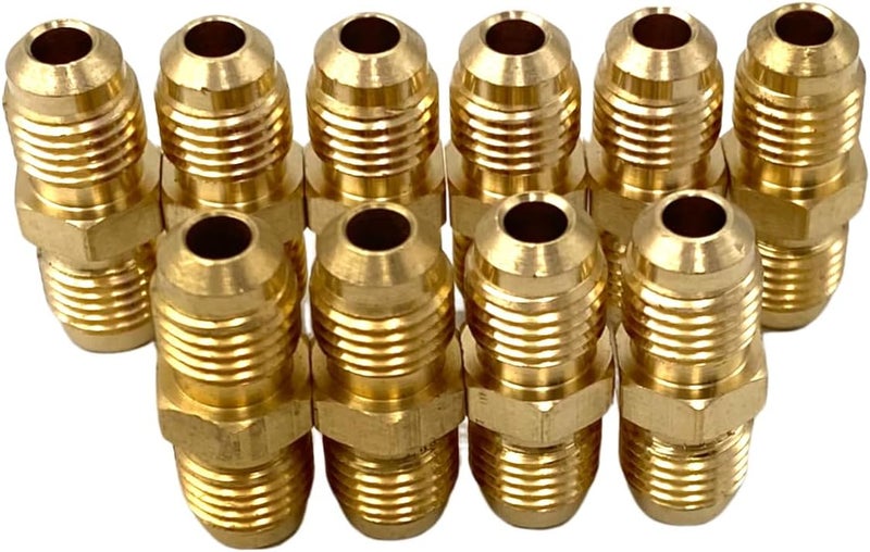 Bumugufu 10 قطع موصلات أنبوب نحاسي 3/16 بوصة، 3/16" ذكر x 3/16" ذكر محولات مزدوجة الفلير لخط الغاز الطبيعي، غاز البروبان للمركبات الترفيهية وخطوط تكييف الهواء - Image 1